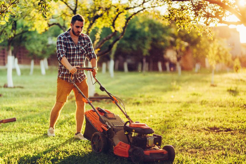 Lawn Mowing at Sunset